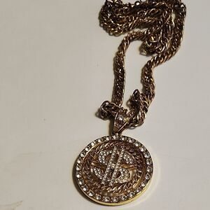 Gold Dollar Sign Pendant Necklace
